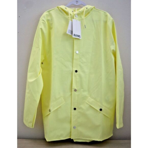 RAINS 12010 Unisex Sz M Straw Yellow Shell Waterproof Rain Jacket - Picture 1 of 14